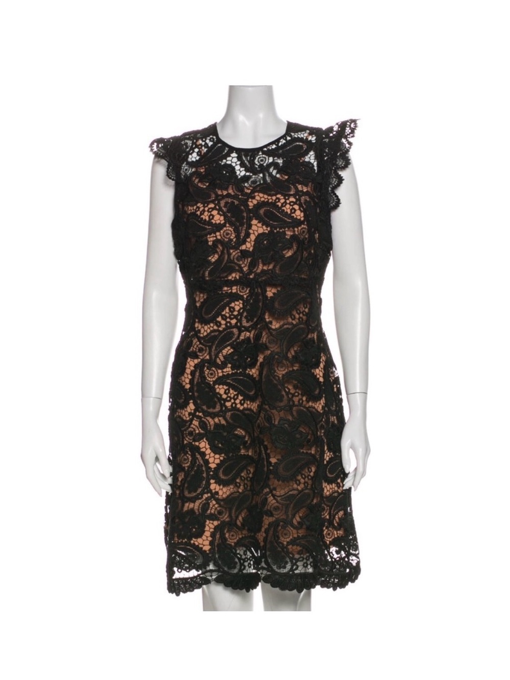 Michael Kors Black Lace Midi Dress with Nude Lining